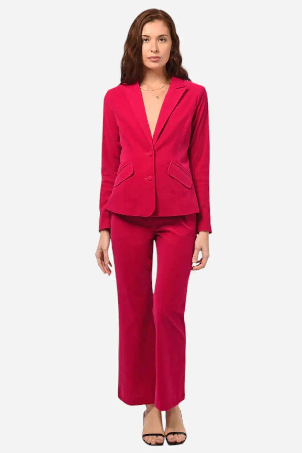 Adelyn Rae Bella Velvet Blazer Fuchsia