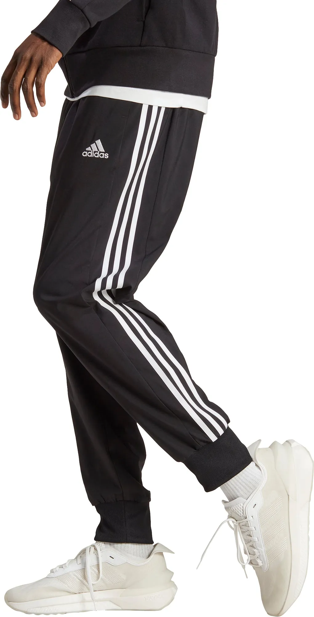 adidas AeroReady Essentials Tapered Woven 3 Stripes Mens Joggers - Black