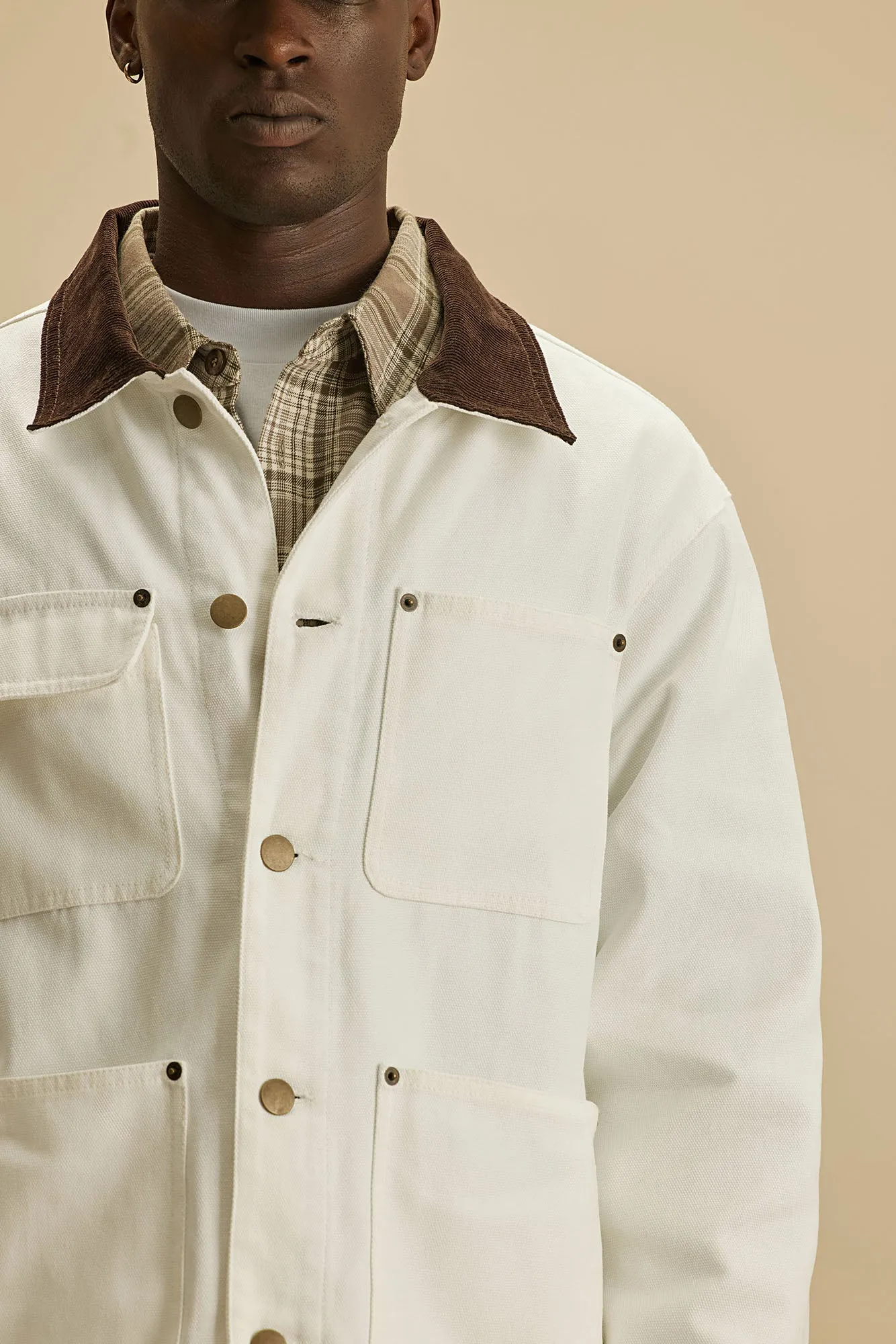 Alexander Utility Canvas Chore Jacket - White