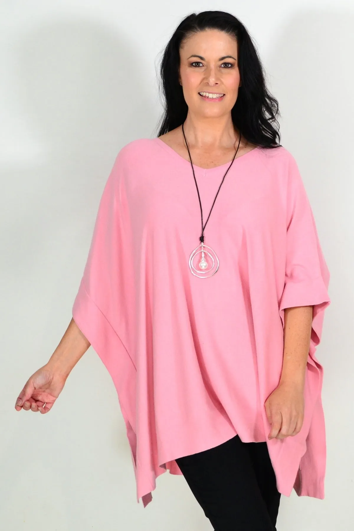 Baby Pink Wool Blend Tunic Poncho