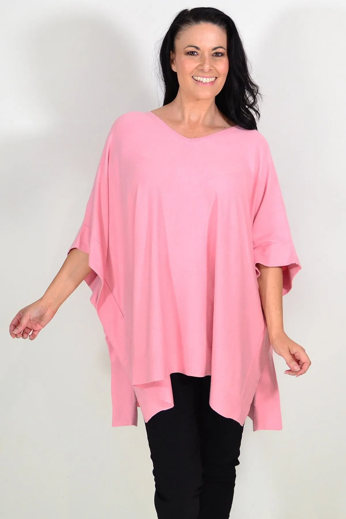 Baby Pink Wool Blend Tunic Poncho