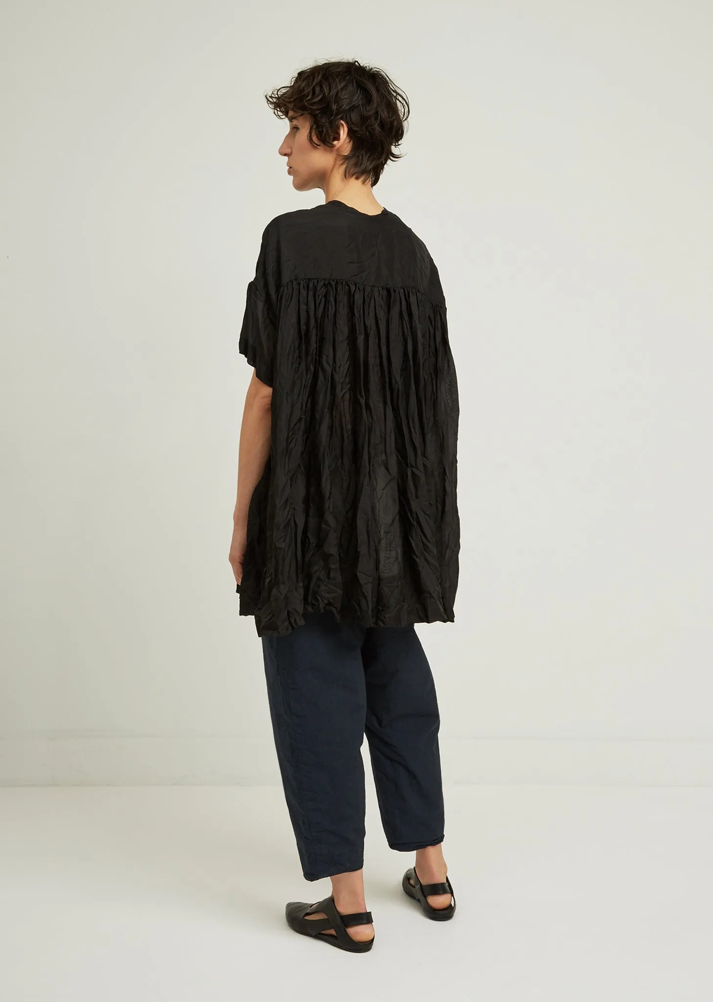 Bebe Silk Crinkle Pleated Shirt