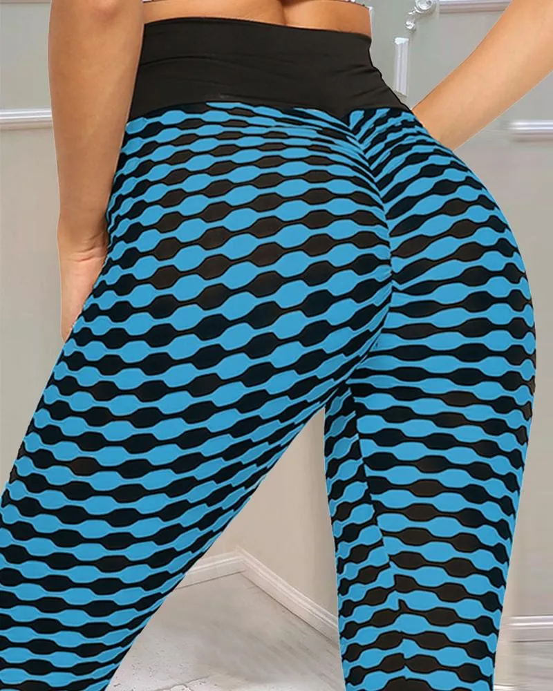 Black & White Patterns Print Skinny High Elastic Yoga Pants