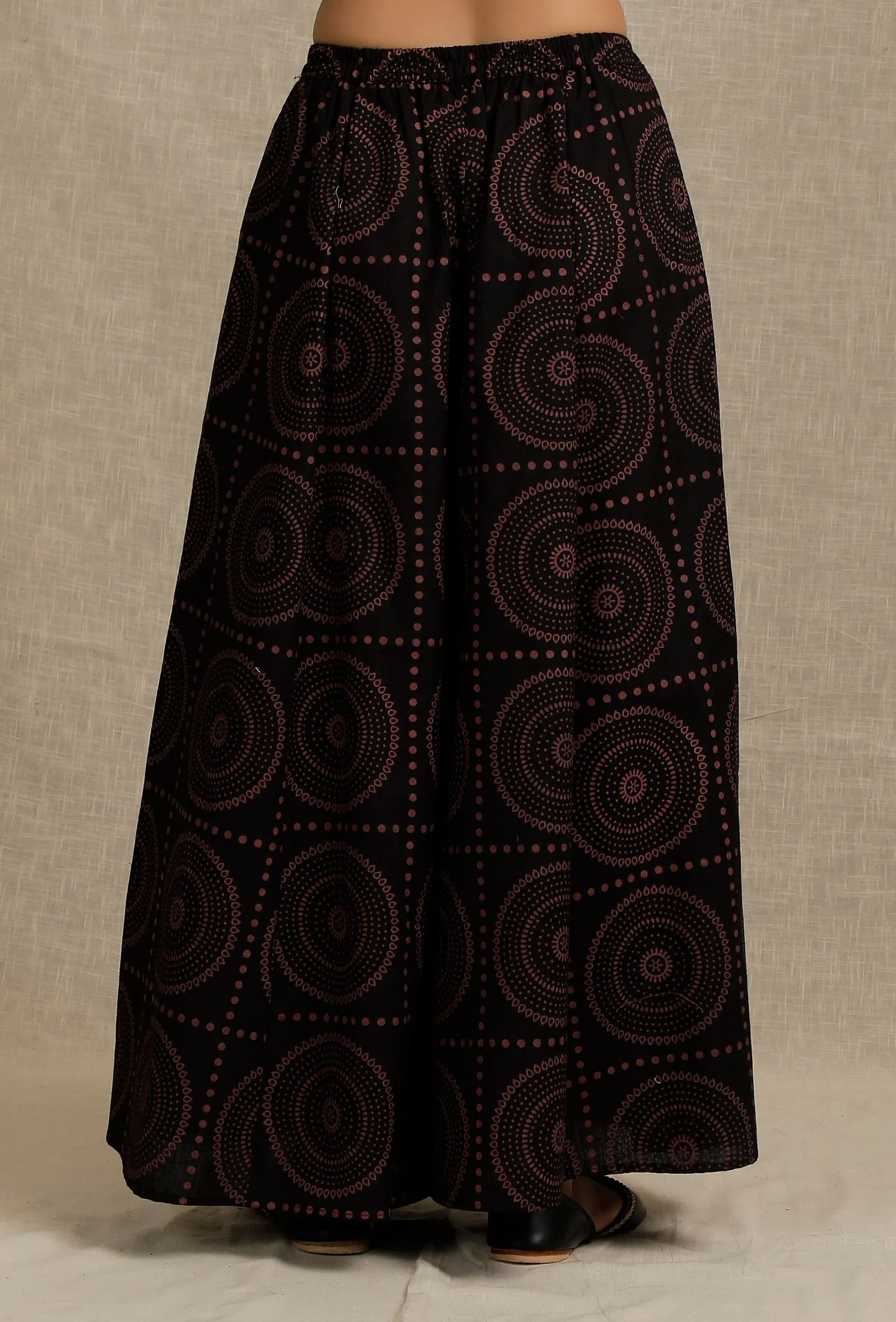 Black Hand Block Printed Palazzo Pants