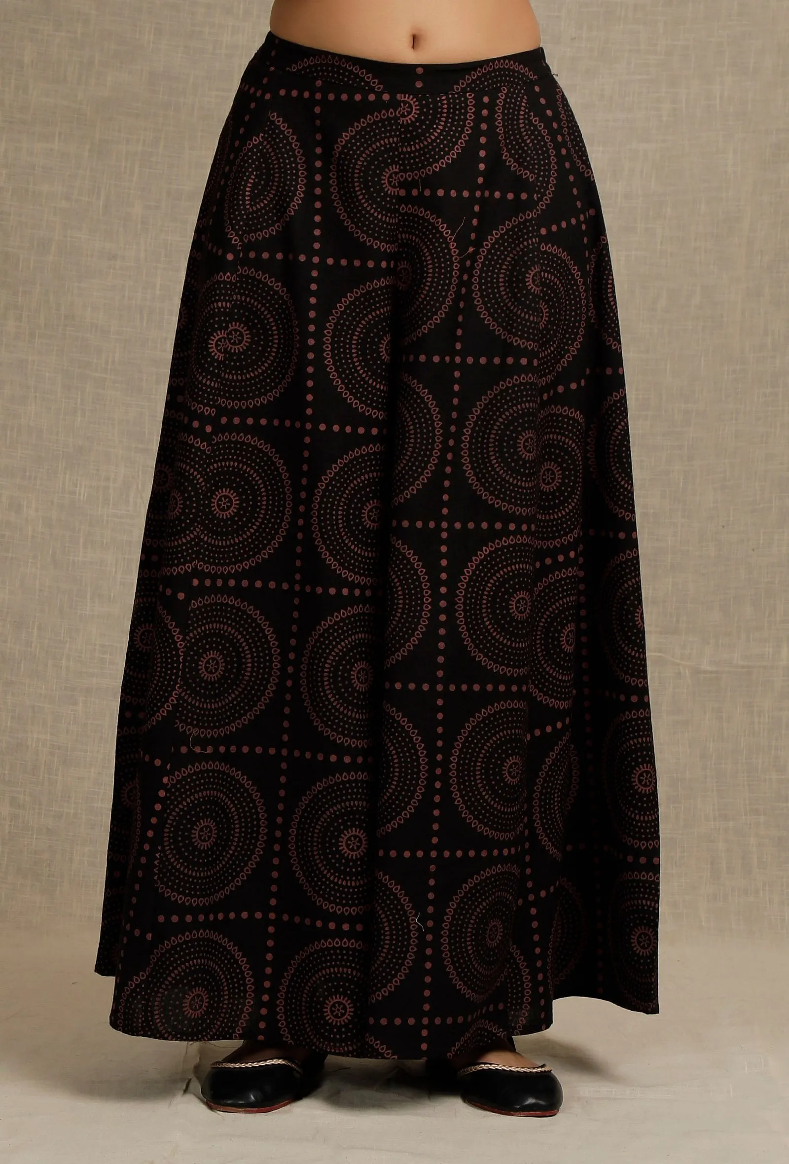 Black Hand Block Printed Palazzo Pants