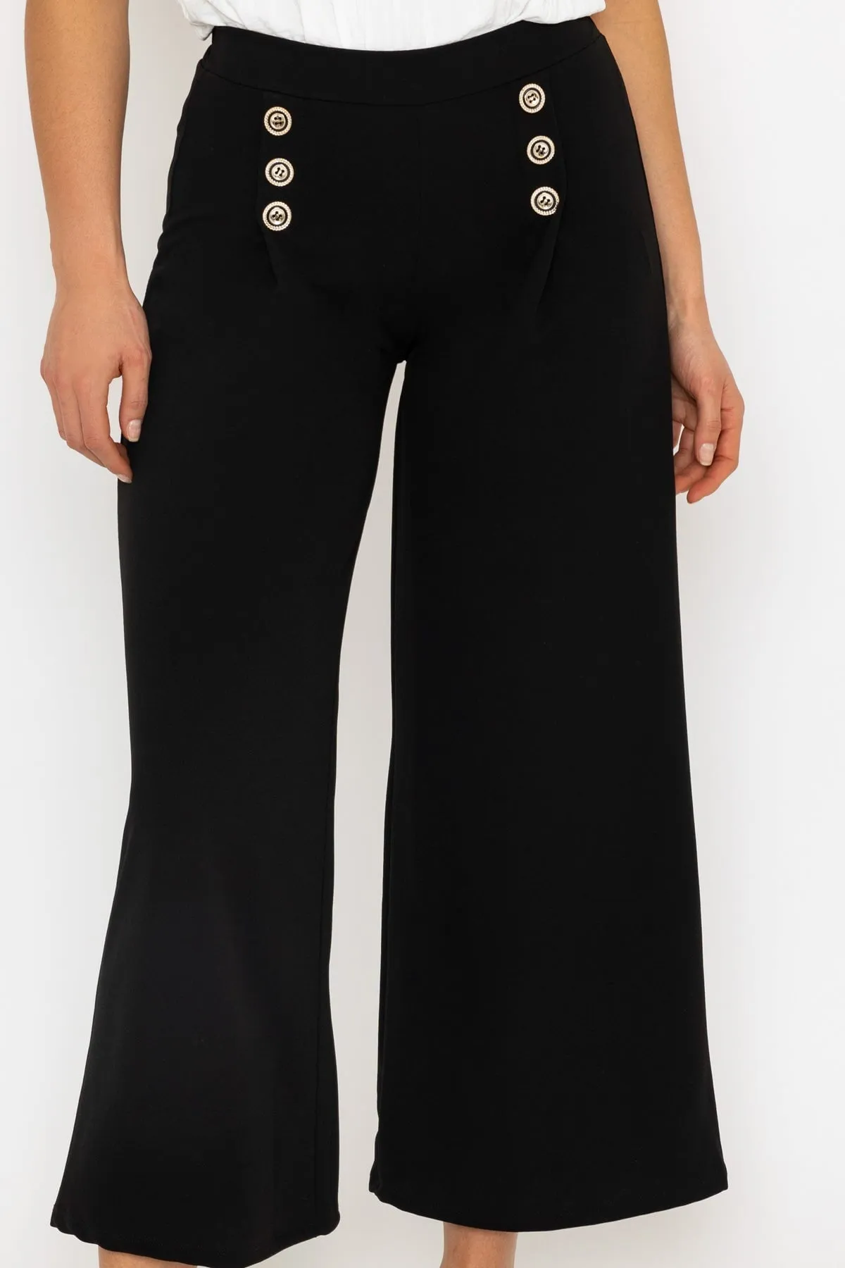 Black Wide Leg Scuba Trousers