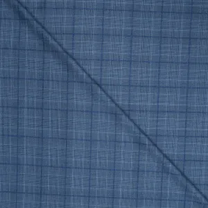 Blue Windowpane Diamond Emerald Super 130's Wool Ariston Fabric