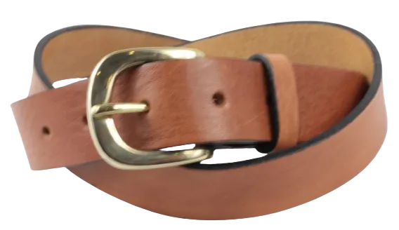 Brass Half Round Rectangle 1 1/4 Inch Leather Belt