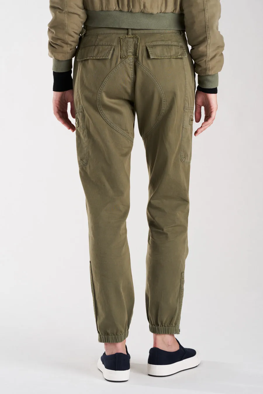 Cargo pants with elastic hem in New Olive