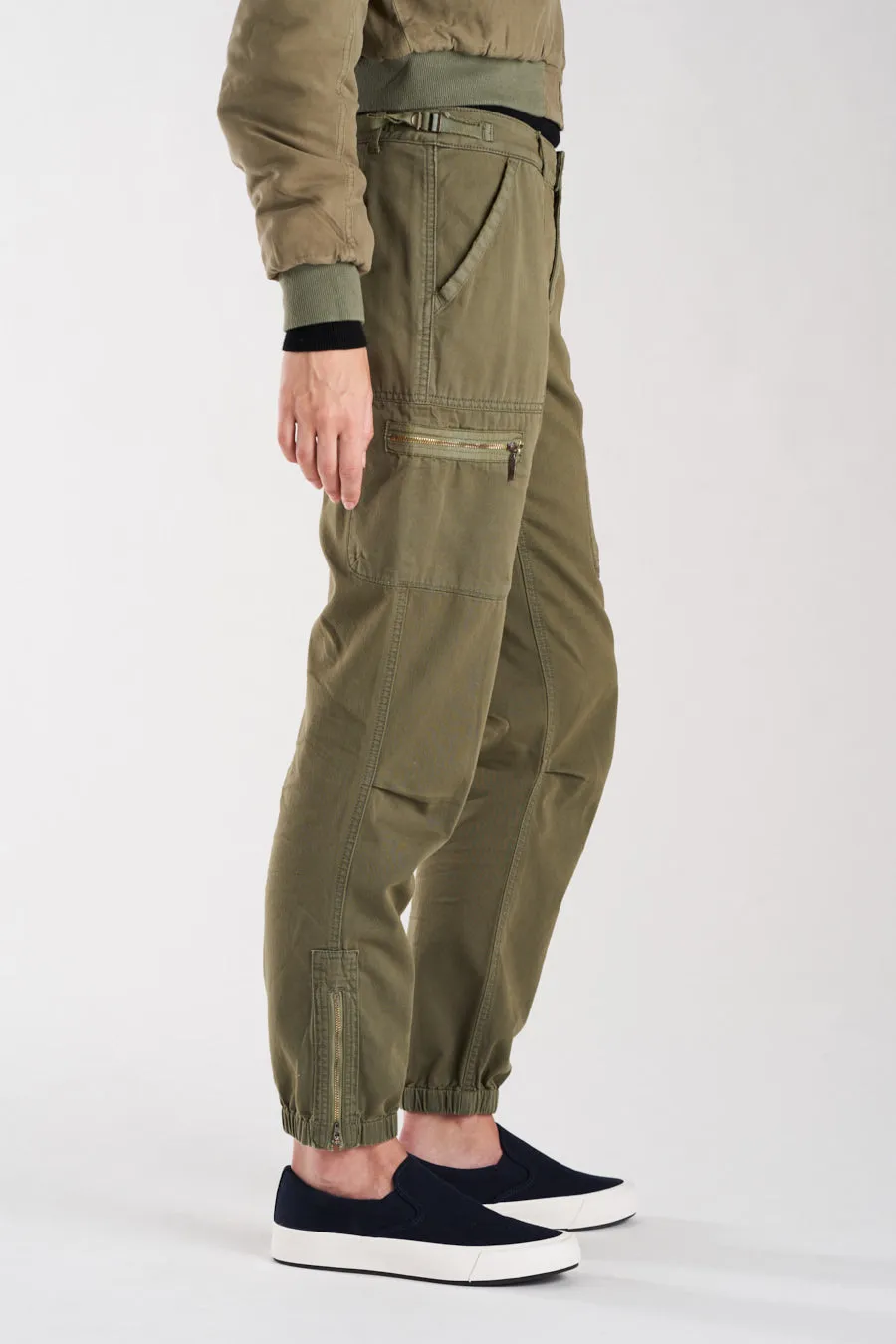 Cargo pants with elastic hem in New Olive