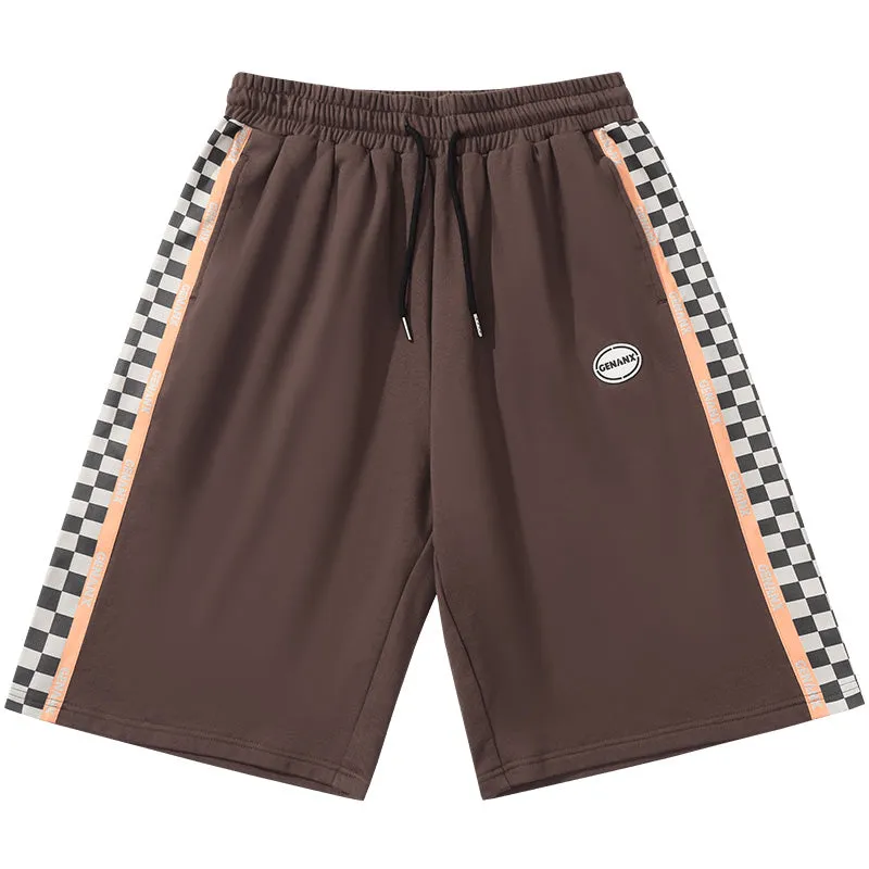 Color Block Checkerboard Print Casual Sporty Shorts