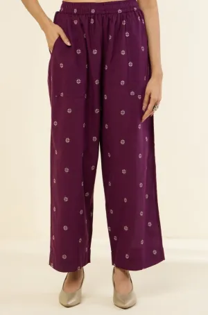 comfort fit cotton pants - purple buti south cotton