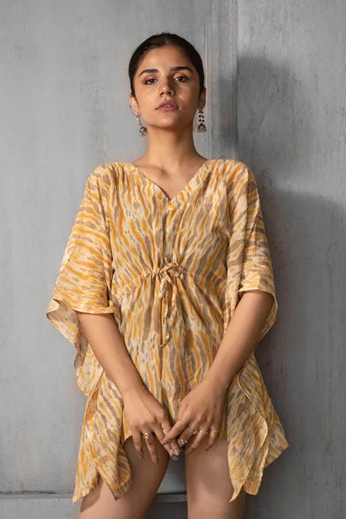 Creative Bee 'MORJIM' Natural Dyed Marigold Shibori Kaftan