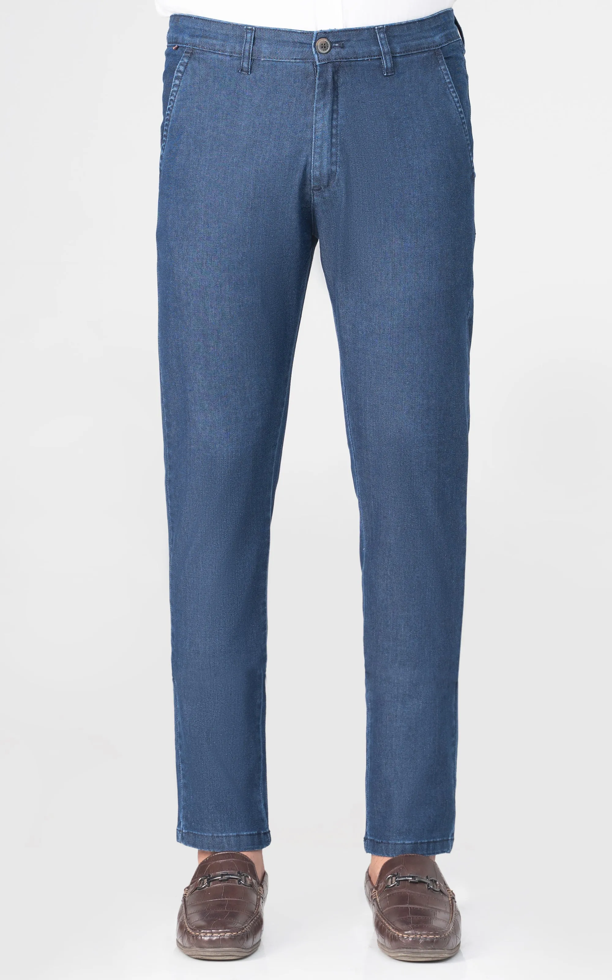 CROSS POCKET DOBBY DENIM PANT MID BLUE