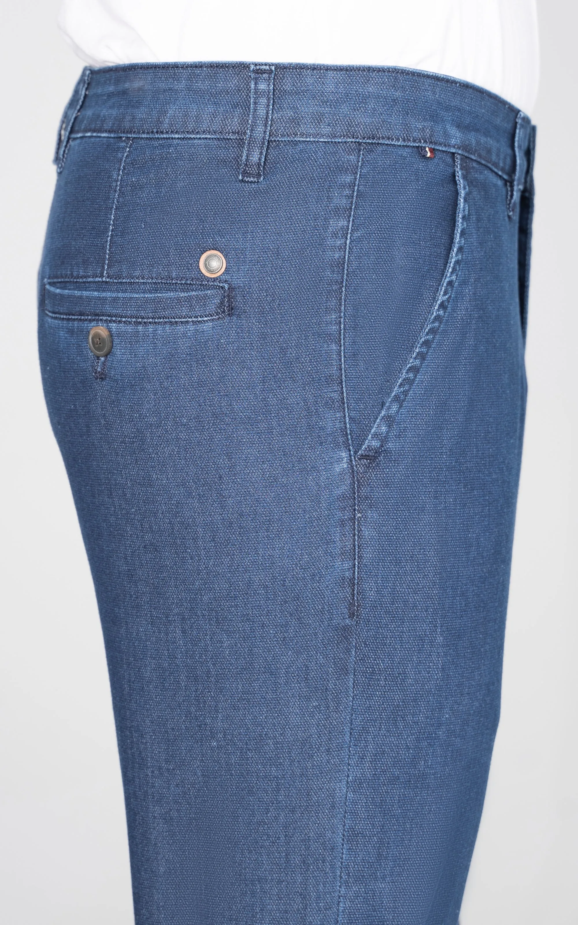 CROSS POCKET DOBBY DENIM PANT MID BLUE