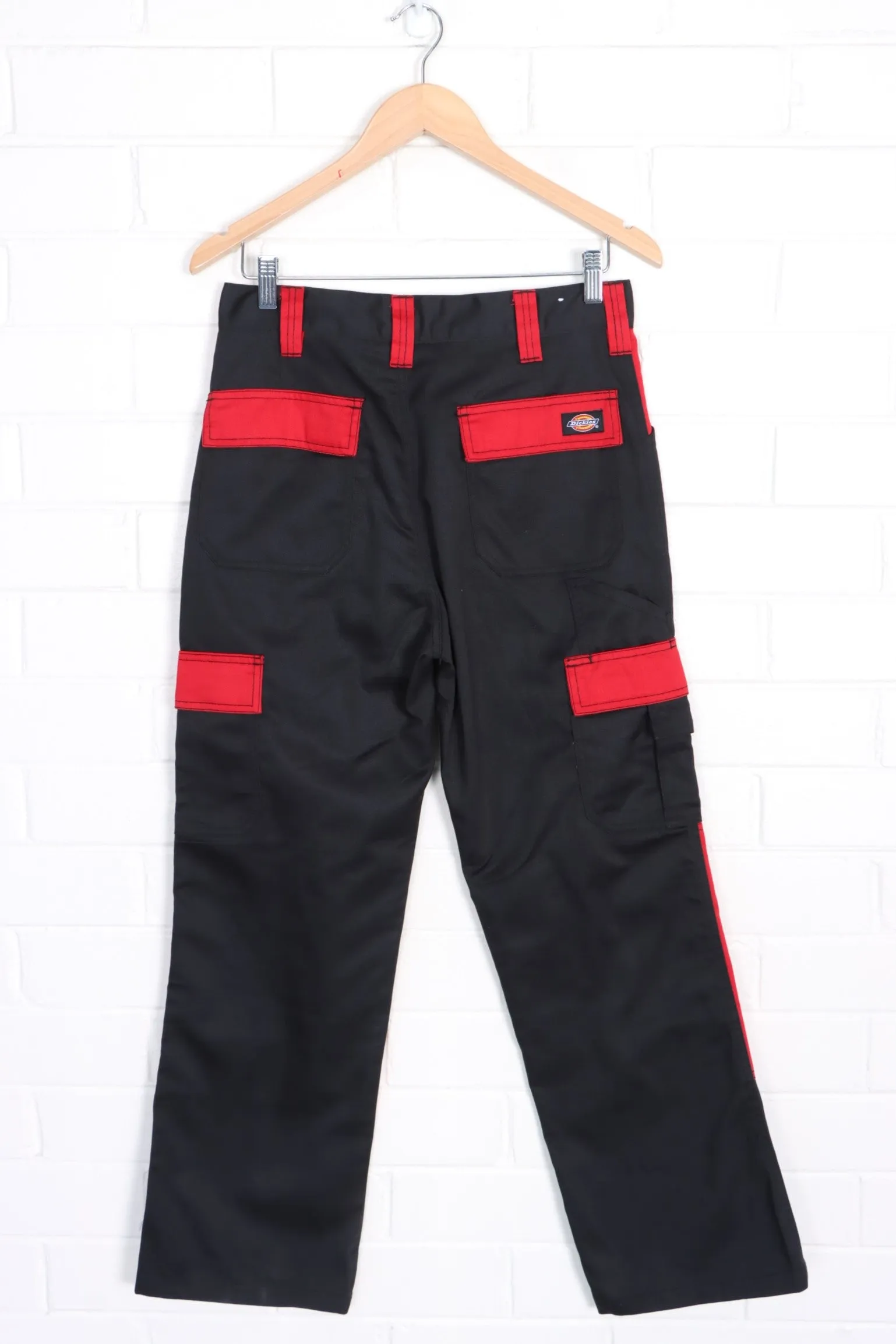 DICKIES Black & Red Workwear Cargo Pants (XS-S)