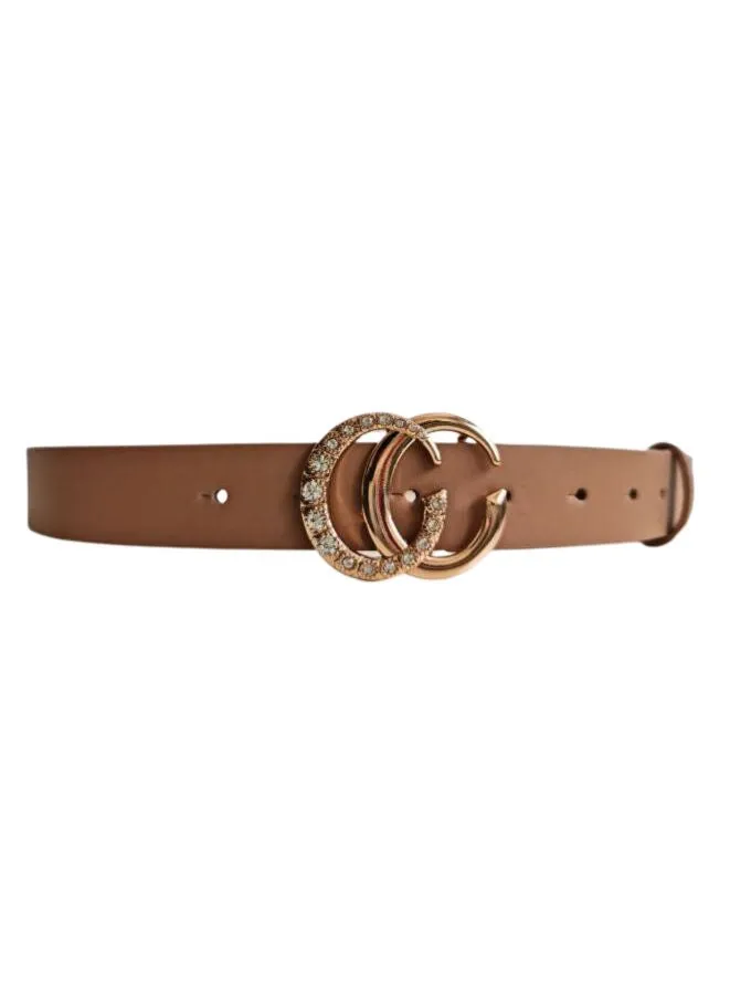 Double Opened Ring Buckle Women's Belt Soft Leather Metallic Buckle