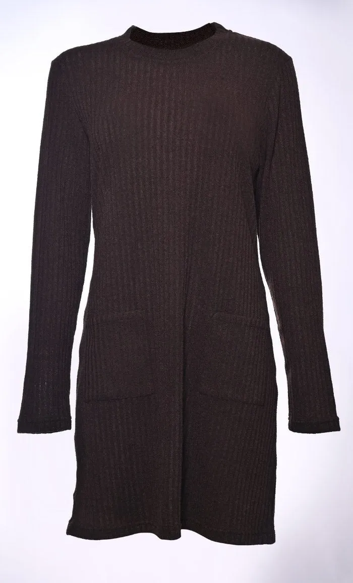 Effortless Elegance: Woollen Tunic with Front pockets (Brown)