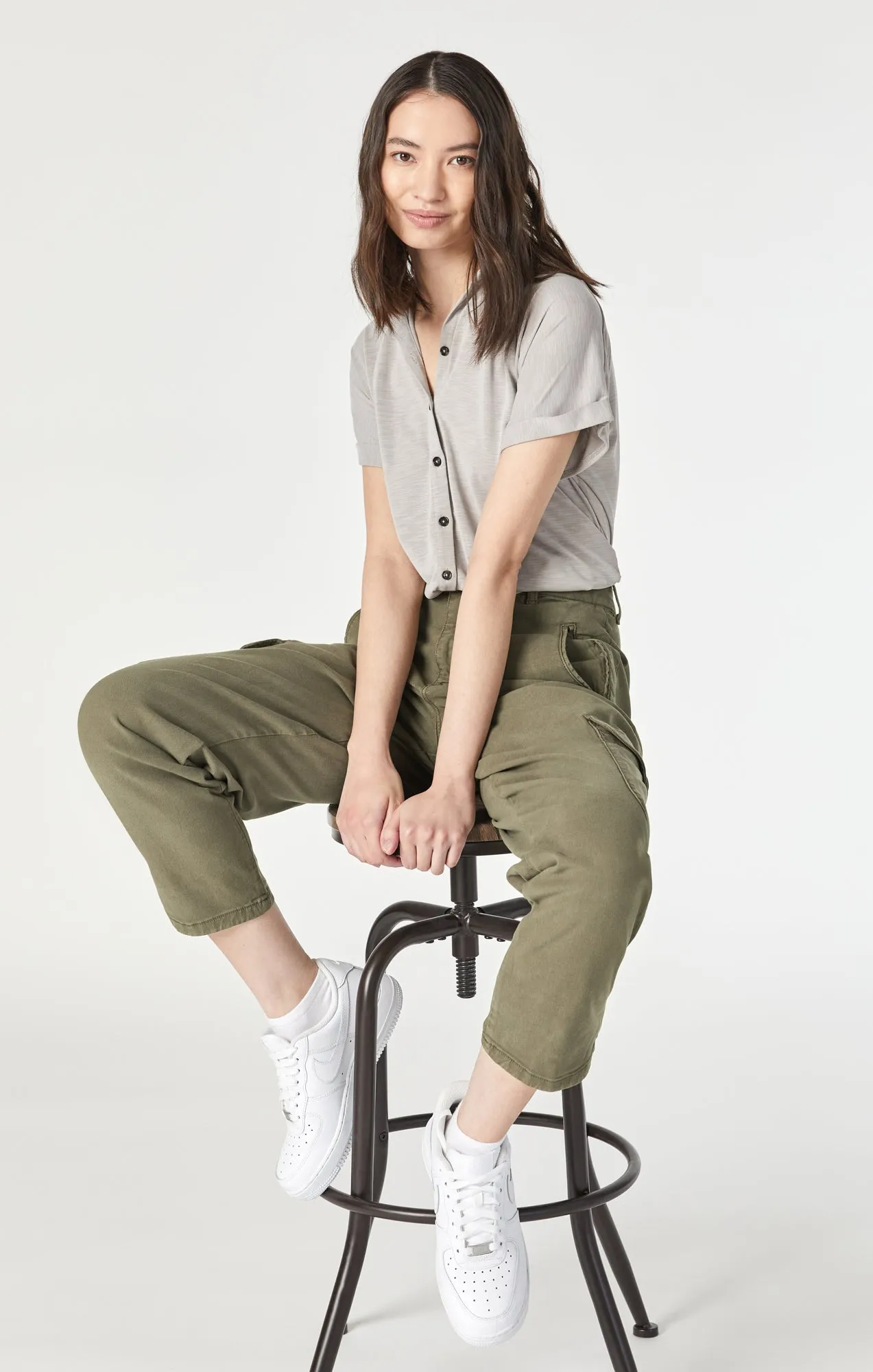 ELSIE CARGO PANTS IN CAPERS LUXE TWILL