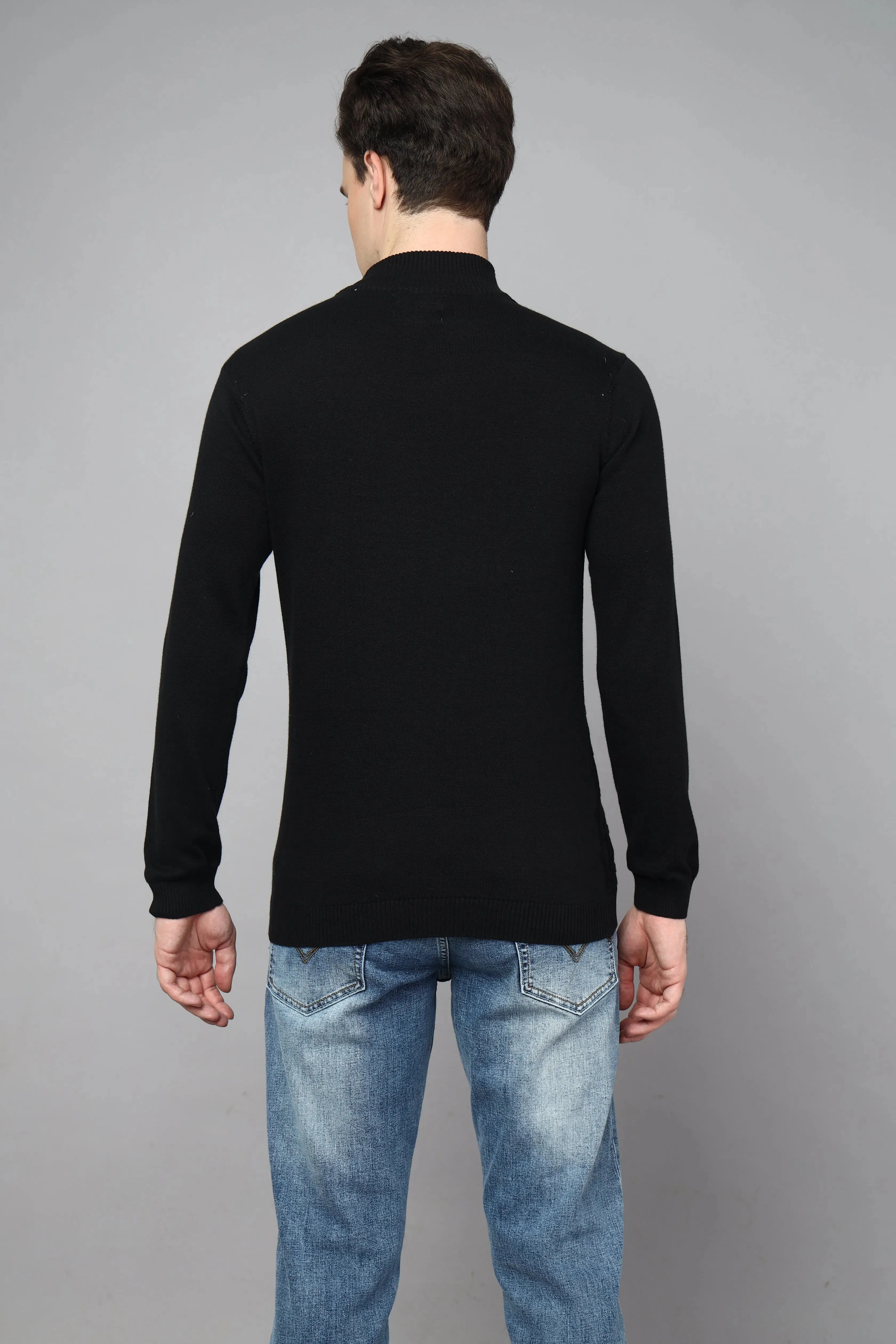 Enigma Black Fullsleeve Turtle Neck Knit Tshirt