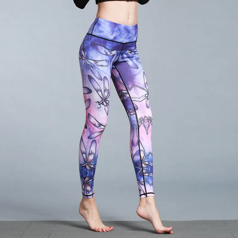 European and American outdoor sports pants dance yoga pants printed yoga pants