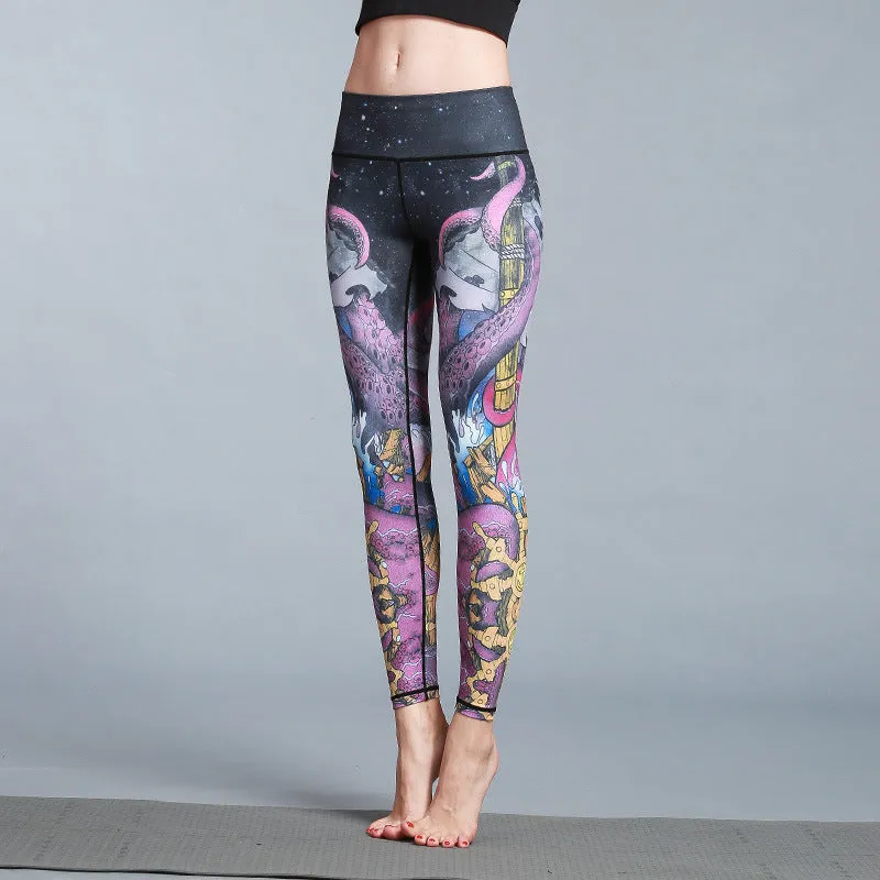 European and American outdoor sports pants dance yoga pants printed yoga pants