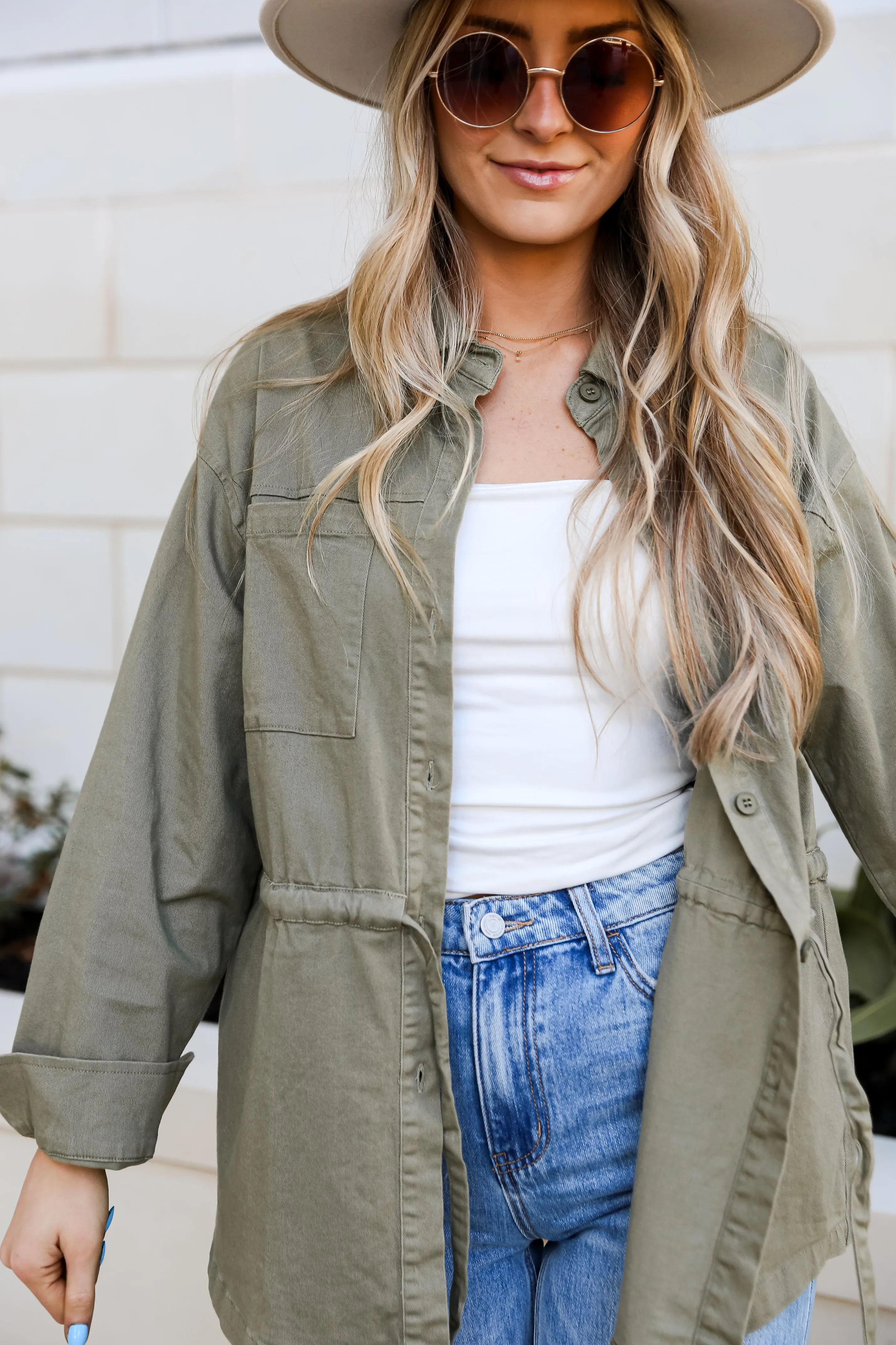 FINAL SALE - Edgy Arrival Olive Denim Jacket