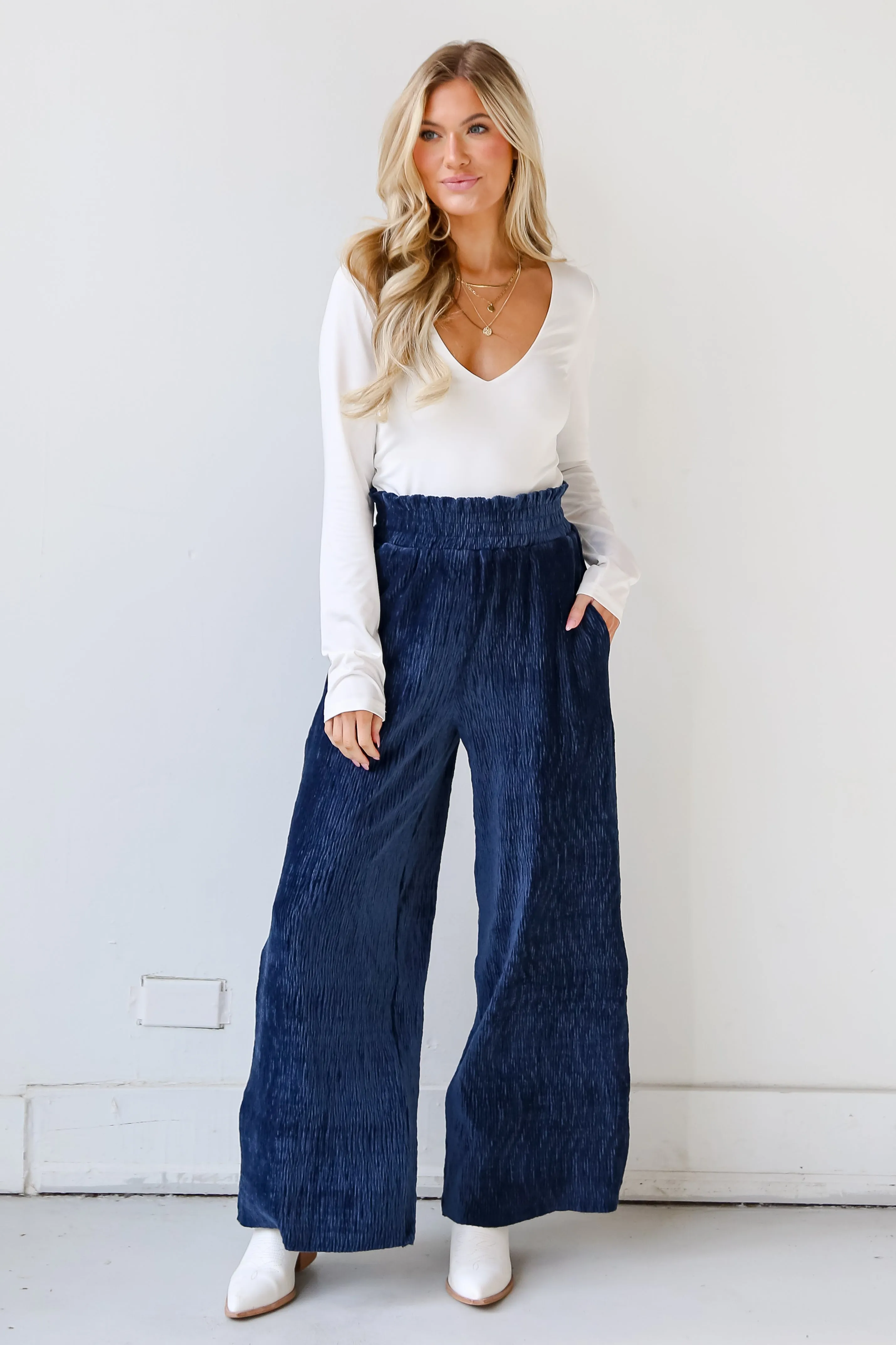 FINAL SALE - Flawless Behavior Velvet Plisse Pants - DU DEAL