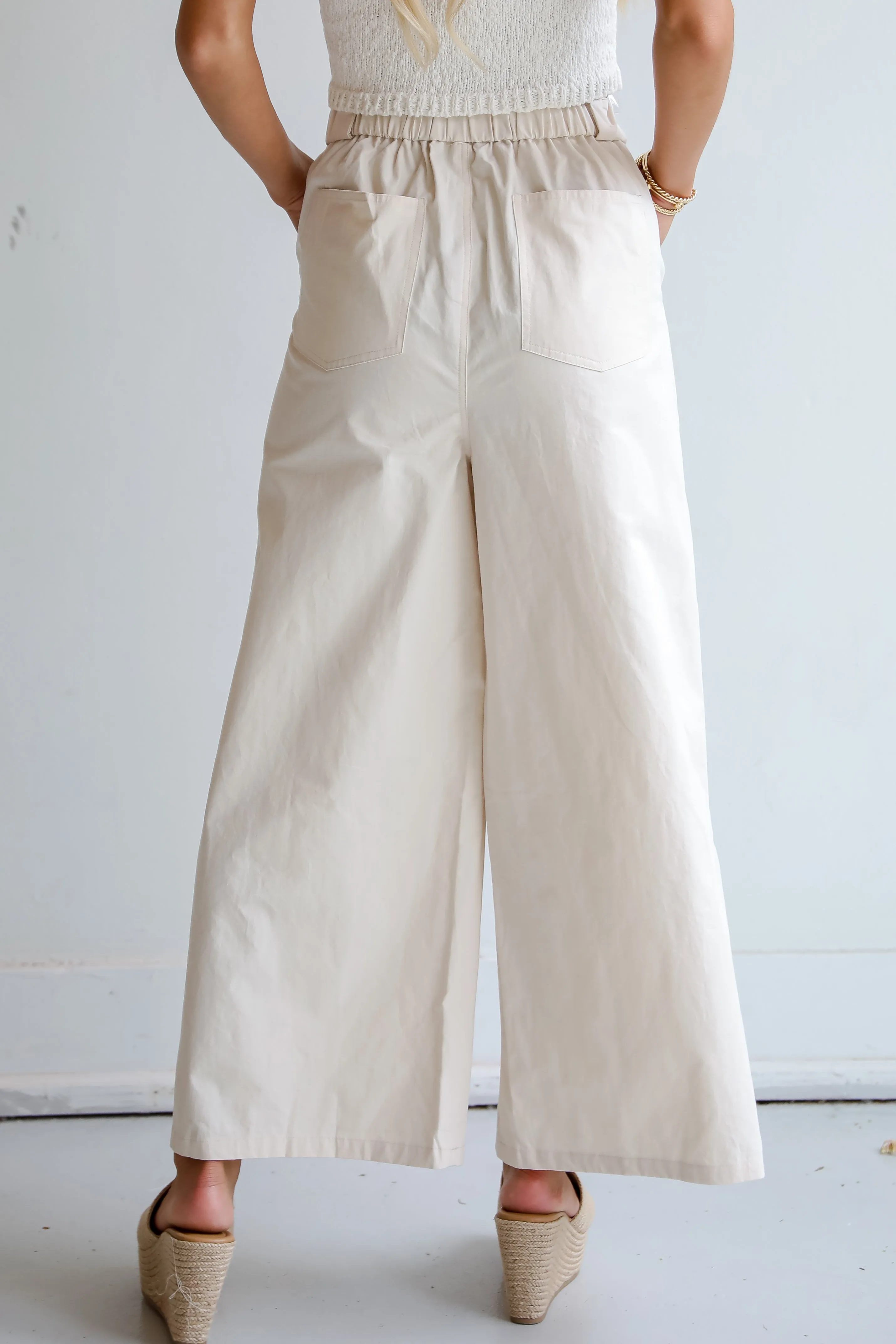 FINAL SALE - Girl Boss Cream Wide Leg Trouser Pants