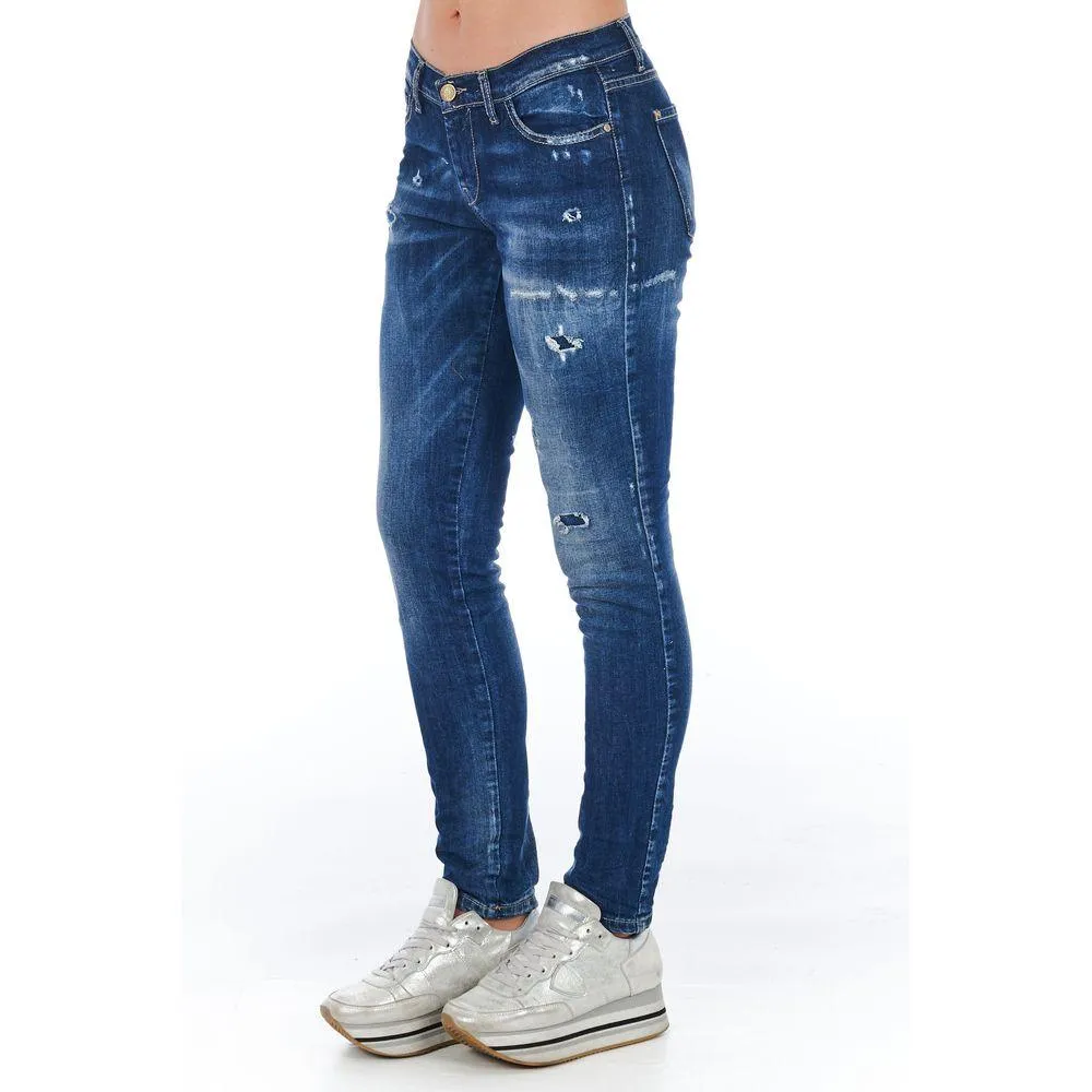 Frankie Morello Blue Cotton Women Jean