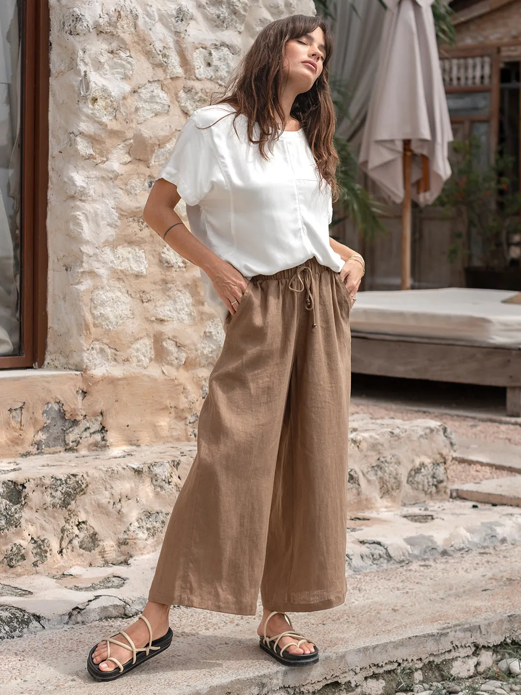 Gaia 7/8 Linen Pants Desert Sand