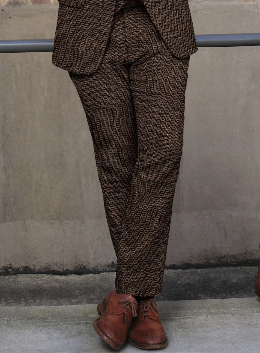 Harris Tweed Dark Brown Herringbone Suit