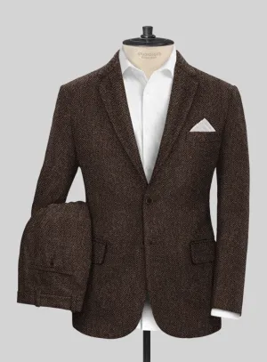 Harris Tweed Dark Brown Herringbone Suit