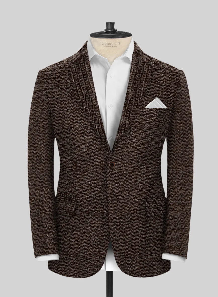 Harris Tweed Dark Brown Herringbone Suit