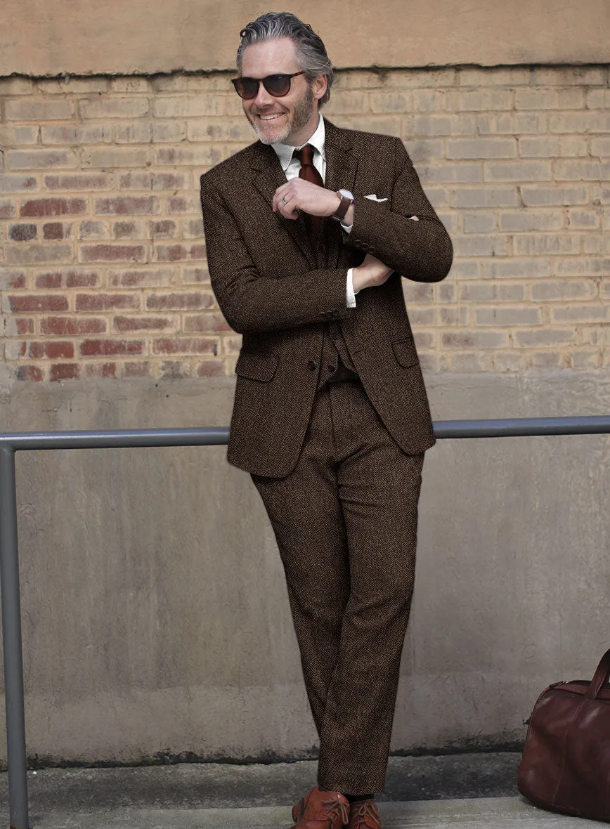 Harris Tweed Dark Brown Herringbone Suit