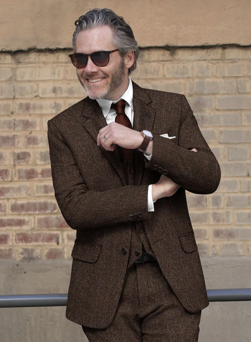 Harris Tweed Dark Brown Herringbone Suit