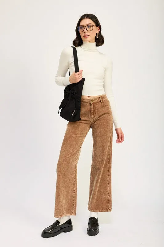 Hot Girl Distressed Corduroy Pants In Camel