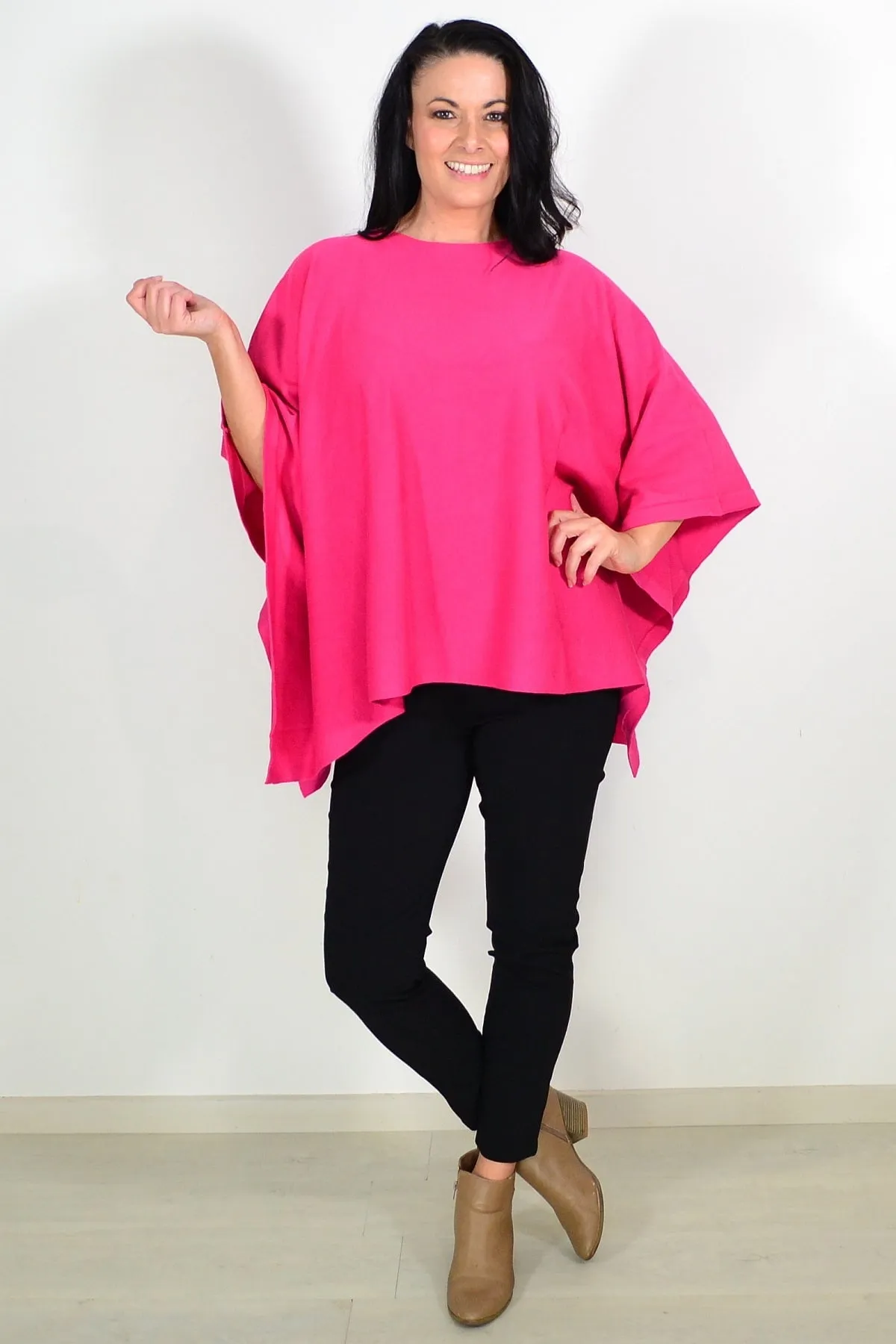 Hot Pink Cozy Tunic Poncho