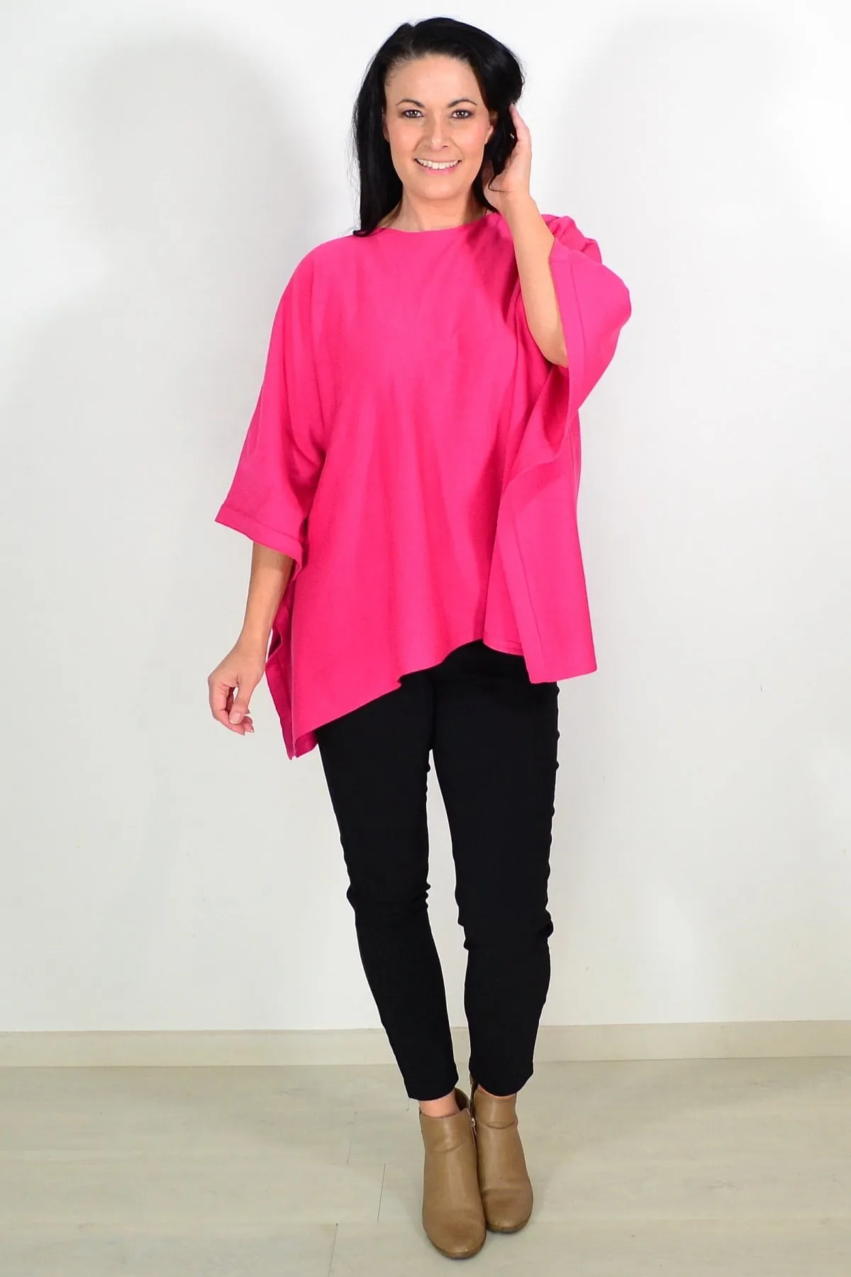 Hot Pink Cozy Tunic Poncho