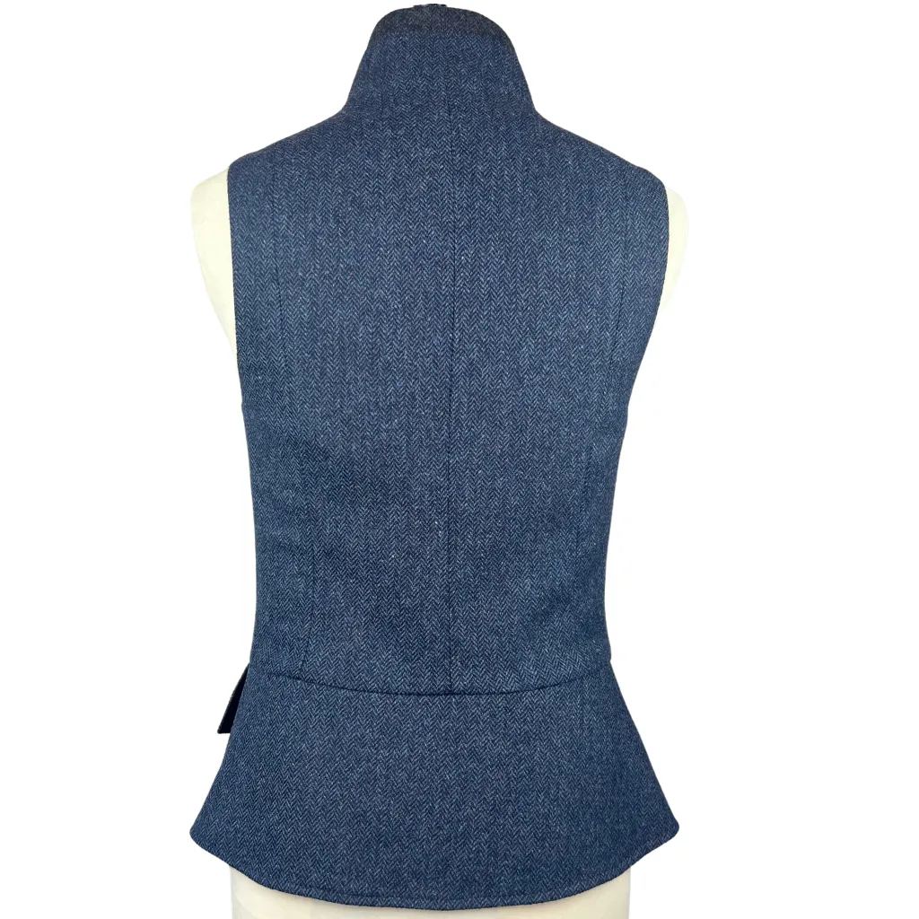 India Ladies Tweed Waistcoat - Indigo Herringbone Merino