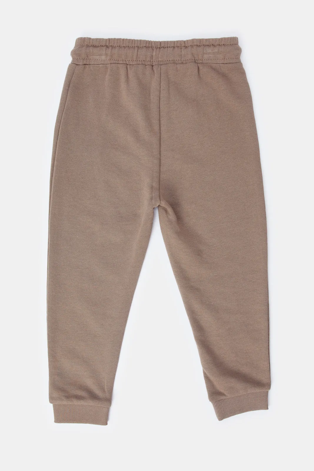 Infant Boys Beige Solid Active Pants