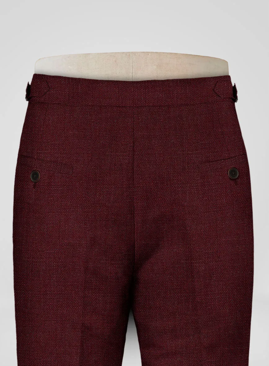 Italian Prato Maroon Linen Highland Trousers