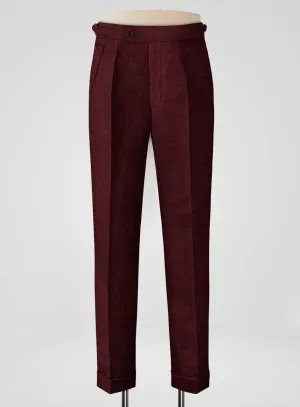 Italian Prato Maroon Linen Highland Trousers