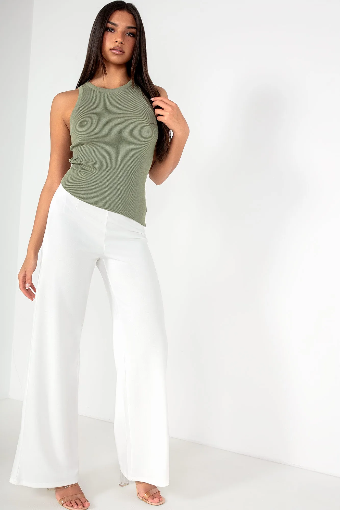 Jacinta Khaki Ribbed Knit Top