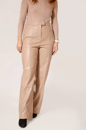 Leather Look Wide Leg Trousers