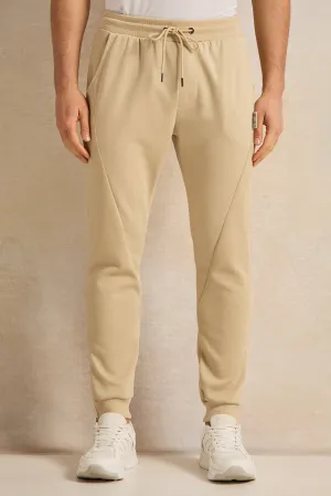 Men Beige Solid Track Pants