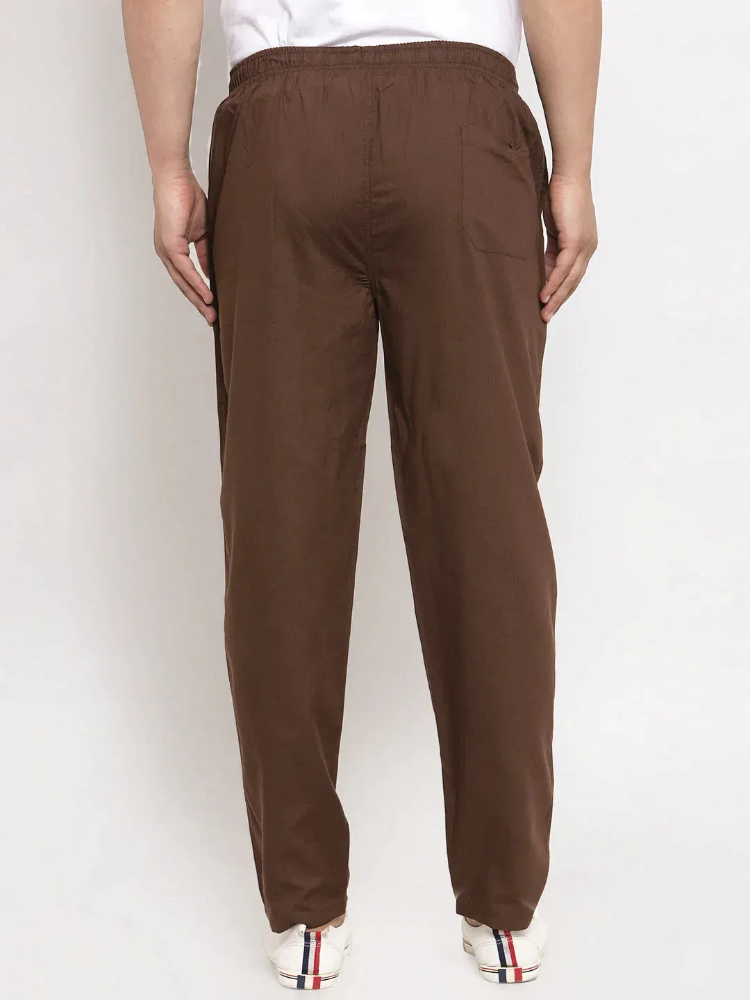 Men'S Brown Solid Cotton Track Pants