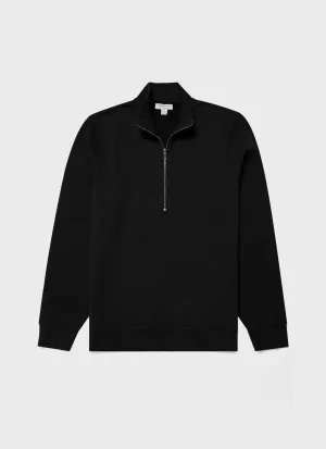 Men's Half Zip Loopback Sweatshirt in Black