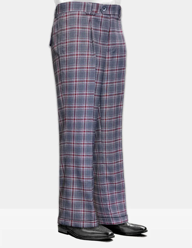 Men's Wide Leg Plaid Pants Super 150'S Italian Wool | Charcoal | WP-102