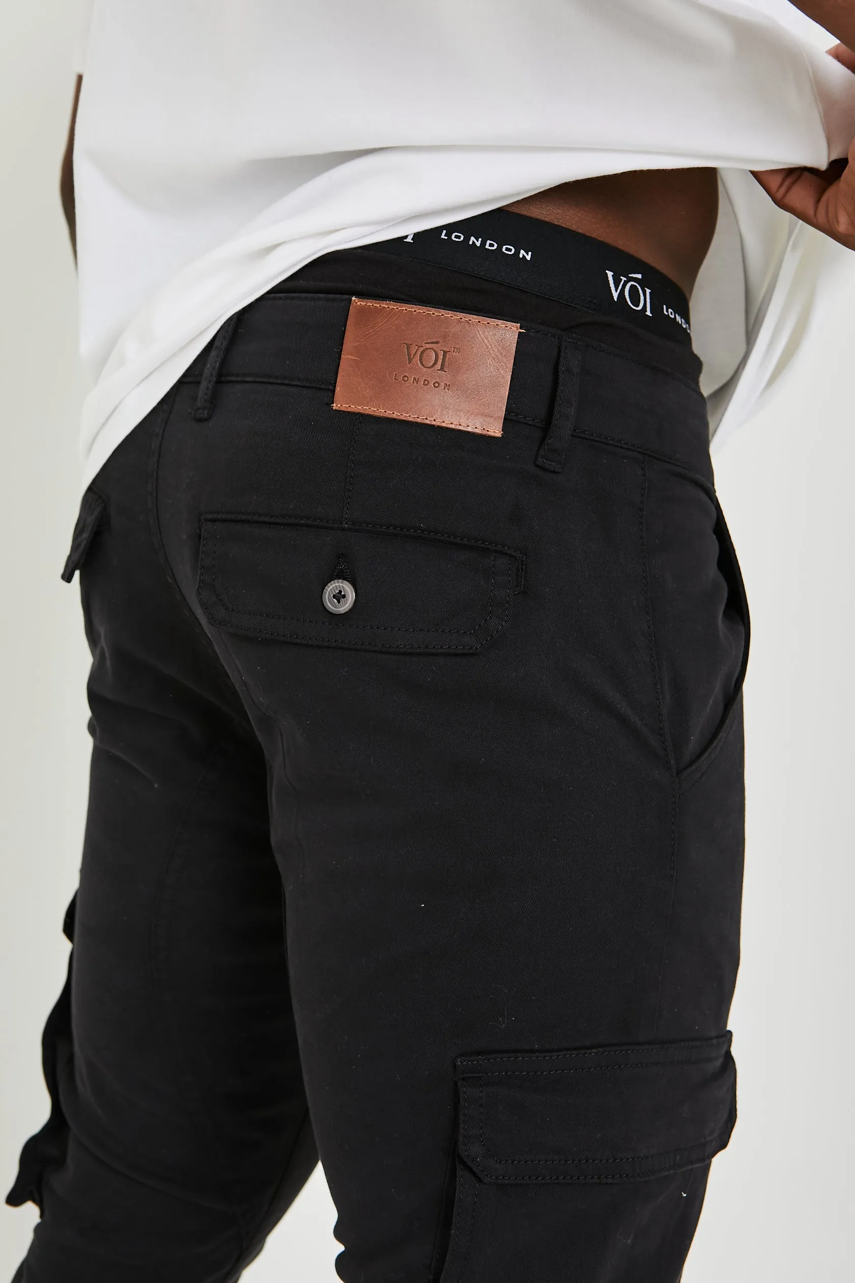 Milton Tapered Cargo Cotton Pants - Black